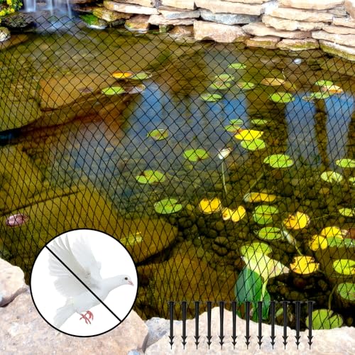 Teichnetz Feinmaschig, Vogelnetze Vogelschutznetz mit 12 Stück Bodenanker, Obstbaumnetz Laubnetz UV Beständig Schwarz für Teich Gartennetz Obstbäume Gemüse Schutznetz (2x5m) von Neerow