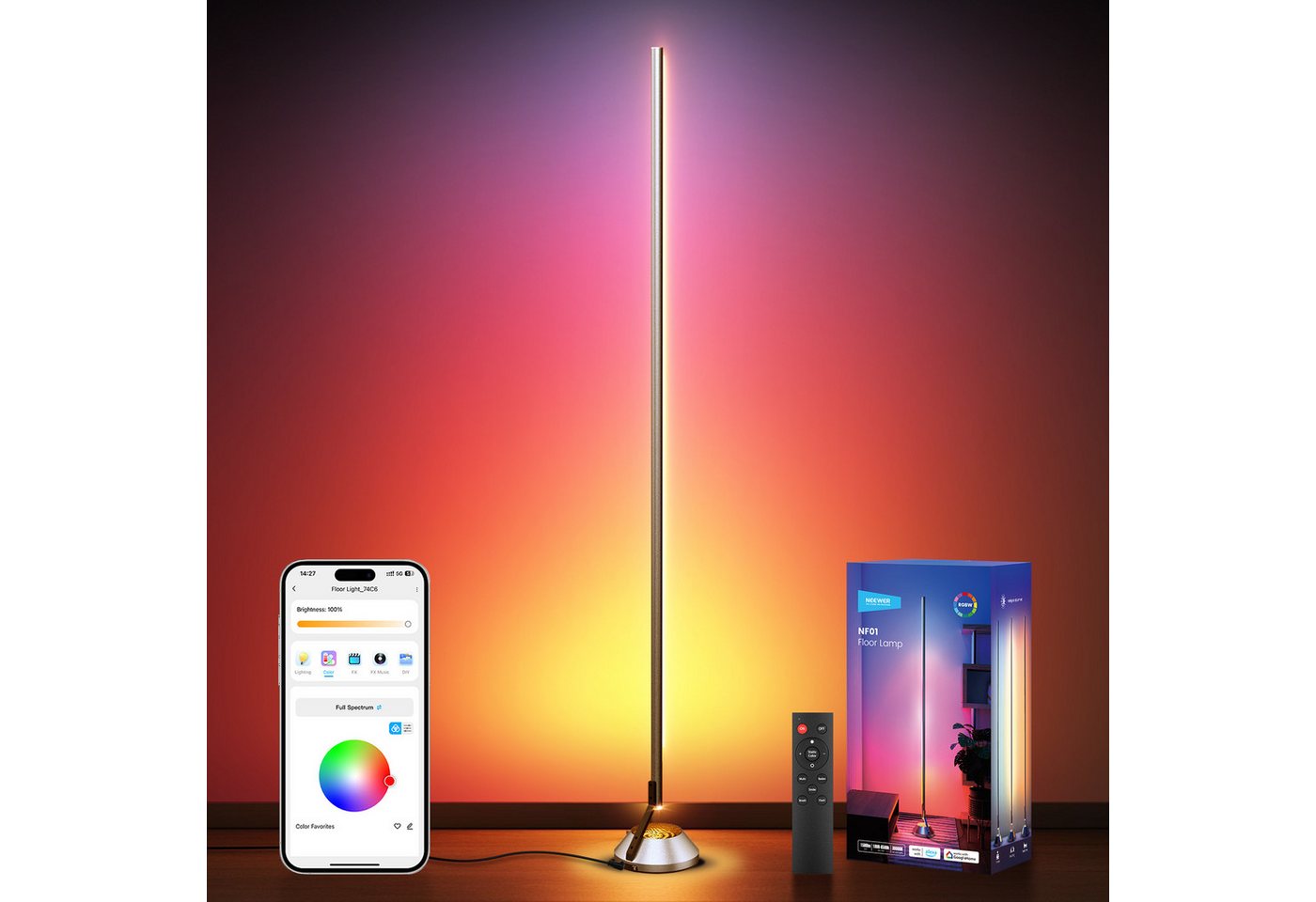 Neewer LED Stehlampe NF01 Smart LED Stehleuchte RGBW mit Alexa & App Steuerung, LED wechselbar Neewer LED Stehlampe NF01 Smart LED Stehleuchte RGBW mit Alexa & App Steuerung, LED wechselbar von Neewer