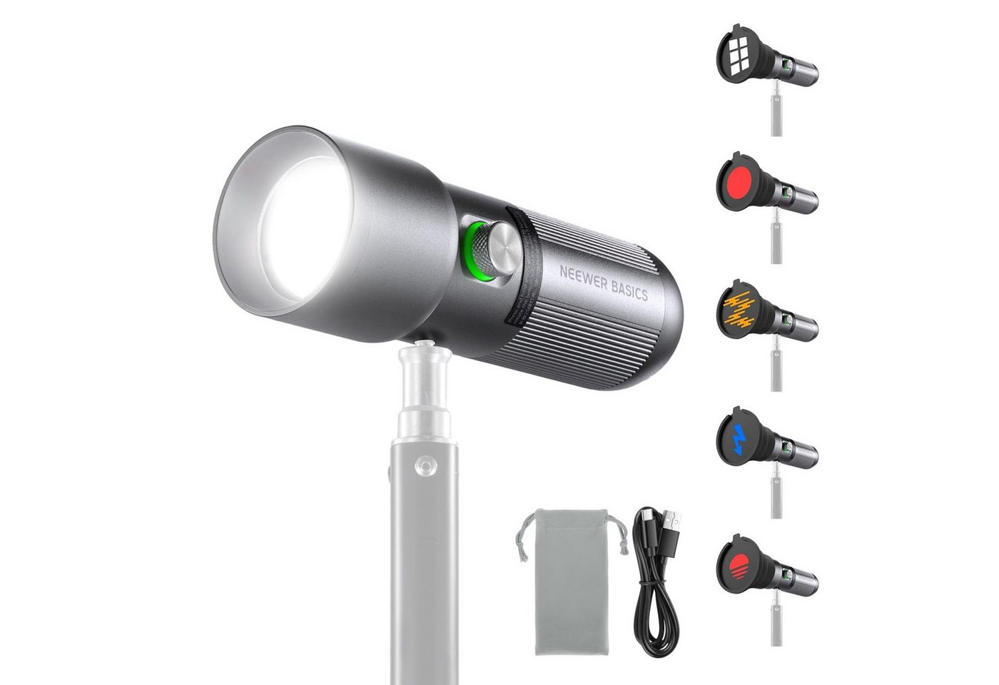 Neewer LED Taschenlampe FL10 RGB Taschenlampe mit Gobos 7500mAh (Packung), enthält ein USB C Kabel von Neewer