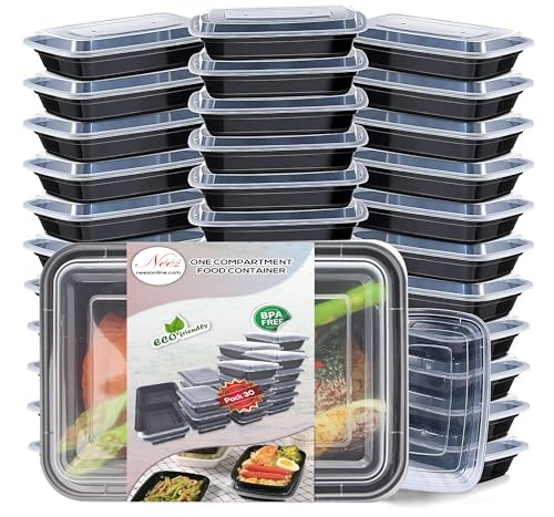 Neez 30er Pack, 1-Fach Meal Prep Boxen - Food Container Box Wiederverwendbar - Mikrowellengeeignet Und Spülmaschinenfest für Lunch - BPA Frei (Plastik) von Neez