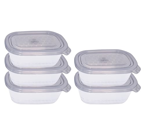 Neez Frischhaltedosen mit Deckel - (5 Box + 5 Lids) Luftdichte Aufbewahrungsbox for Küche, Obst & Frischhaltedosen, Mikrowellengeschirr & Gefrierdosen Safe Kunststoffbehälter (500ml) von Neez