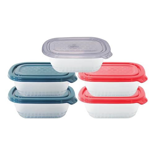 Neez Frischhaltedosen mit Deckel - (5 Boxen + 5 Deckel) Luftdichte Aufbewahrungsbox for Küche & Obst - Mikrowellengeschirr & Gefrierdosen Safe Kunststoffbehälter (500ml) von Neez