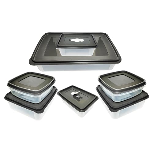 Neez Frischhaltedosen mit Deckel - (7 Box + 7 Deckel) Plastik Aufbewahrungsbox für Küche, Gefrierdosen & Food Container, Luftdichte, Kühlschrank & Mikrowellenfest Organizer Set von Neez