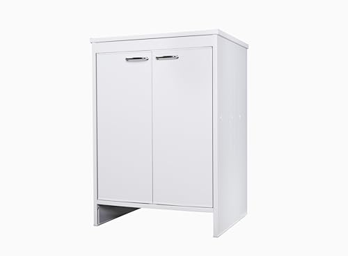 Negrari, Waschküchenunterschrank aus PVC-Harz, feuchtigkeitsbeständig, Ablagefläche innen, geeignet für den Innen- und Außenbereich, L60 x T50 x H85 cm, Weiß von Negrari