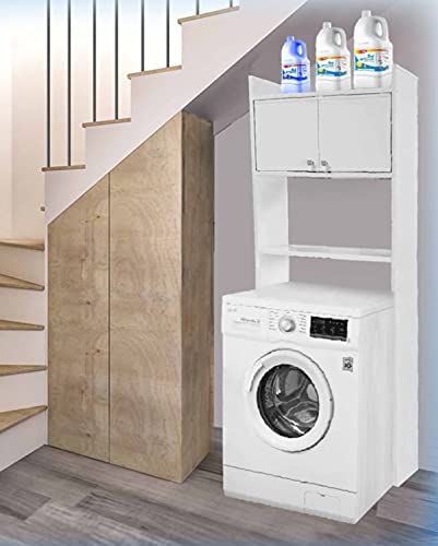 Negrari 5016PAM Platzsparender Waschmaschinenschrank 65 x 26,4 x 164 cm, aus PVC-Harz (feuchtigkeitsbeständig) 2 Türen, Kunststoff, Weiß, Standard von Negrari