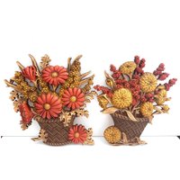 Vintage Burwood Fallblumenkorb Plaketten - 1970Er Herbst Dekor von NehiandZotz