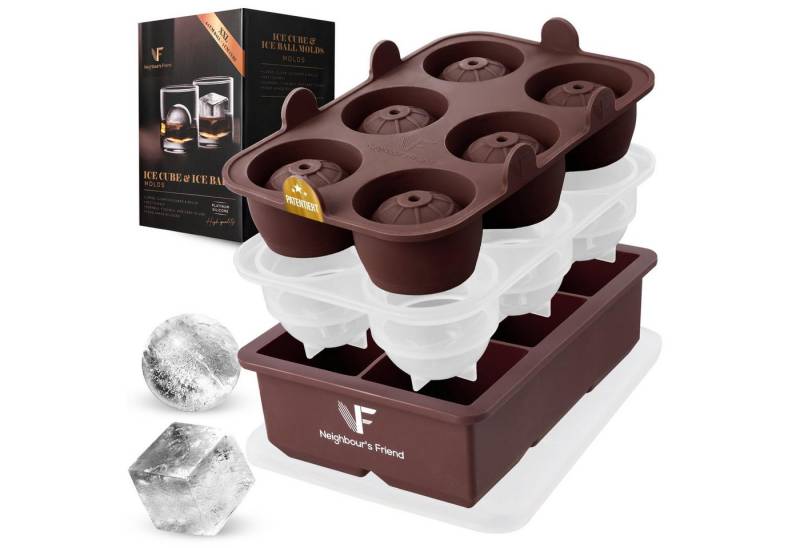 Eiswürfelform Eiswürfelform 2er Pack 12x Eiswürfel Platin-Silikon Eis Kugel Form, (2er Pack) von Neighbour's Friend
