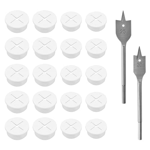 Neikafan Flexible Silikon Kabeldurchführung 20 Stück 20mm 25mm Gummi Kabeldurchführung Tisch Weiß Tülle Schreibtisch Kabeldurchführung Lochabdeckung für Computertisch Arbeitsplatten Möbel von Neikafan