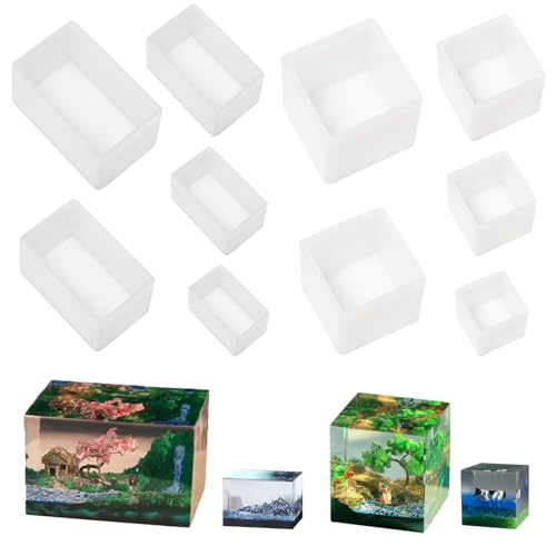 Neikafan Silikonformen Gießformen Quadratisch Würfel 10 Stück Resin Rechteck Gießform Epoxidharz Würfel Silikonformen Rechteckige für Kristall Dekoration Seifen Kerzenherstellung, 5 Größe von Neikafan
