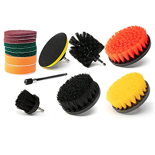 NEIKO 00322A Drill Brush Attachment Set | Cleaning Round Pad | Polishing, Buffing, Scrubbing & Scouring Pads | Power Scrub Brush | Extended Reach Attachment |15 PC Set von Neiko