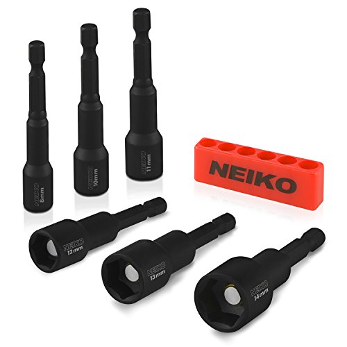Neiko 10191A Impact Ready Magnetic Nut Driver | 6 Stück | MM | 8 bis 14 mm | 2-9/16 Länge | Cr-V metrisch von Neiko