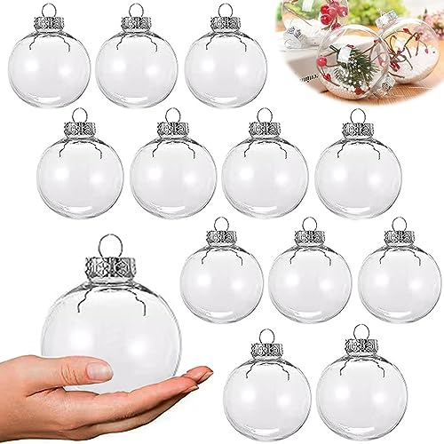 Neioaas 2,36Zoll durchsichtige Kunststoffkugeln Ornamente-DIY befüllbare Weihnachtsschmuckkugeln,12Stück durchsichtige Kunststoffkugeln fürWeihnachten,Halloween,Geburtstag, Hochzeitdekor,Handwerkdekor von Neioaas