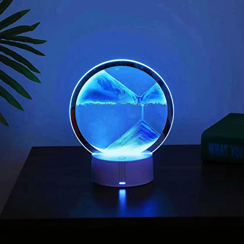 Neioaas Bewegliche Sandkunst-Tischlampe, 3D-Tiefsee-Landschaft Treibsandlampe, 7 Farbwechsel, Sandbewegung, Schreibtischlampe, 360° drehbar, 3D-Sanduhr-Lichter, Heimdekoration (Lila) von Neioaas