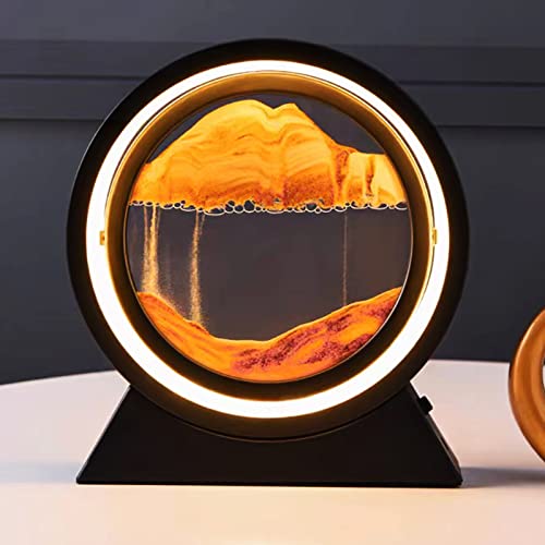 Neioaas 3D Moving Sand Art Tischlampe,360 ° rotierende Sandlandschaften Sanduhr-Dekor fließende Sandlichter,3D Tiefsee-Sandkunst-Treibsandlampe,erwachsenes Kind Treibsand Malerei Dekor(Gelb,10 Zoll) von Neioaas