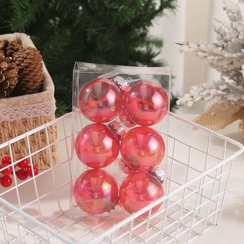 Neioaas 60 mm transparente, schillernde Kunststoffkugeln, 12-teiliges Ornament-Set (rot) von Neioaas