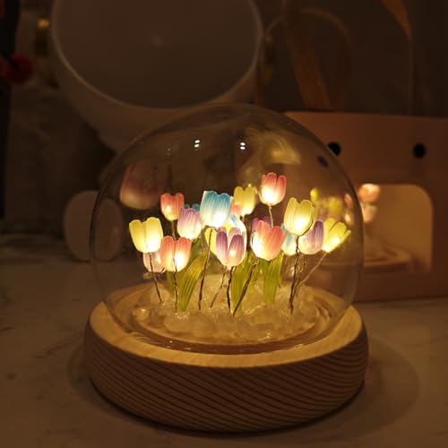 Neioaas DIY Tulpe Nachtlicht, handgemachte Tulpe Nachtlicht Materialpaket Machen Sie Ihre eigene Atmosphäre Simulation Blume Schlaf Kinder Mädchen Paar Freunde Geschenk (Mischen von Farben) von Neioaas