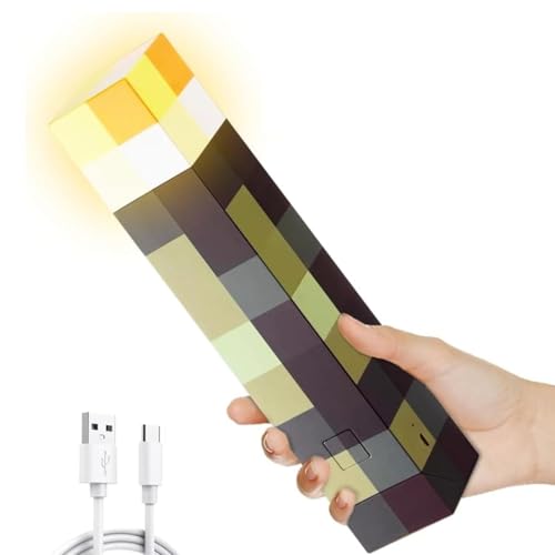 Neioaas Lampe Fackel Wandlampe, Leuchtende Wall Fackel Nachtlicht 11in Fackel Lampe Hand undWandhalterung Nachttischlampe mit USB Wiederaufladbar Nachtlampe Kinder für Cosplay Geschenke (Gelb) von Neioaas