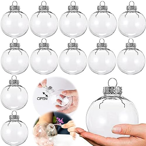 Neioaas Transparente Kunststoffkugel-Dekor, Set mit 12 selbstgemachten Weihnachtskugeln, DIY, transparente Kunststoffkugeln, Ornament für Weihnachten, Halloween, Geburtstag, Hochzeitsdekoration, von Neioaas