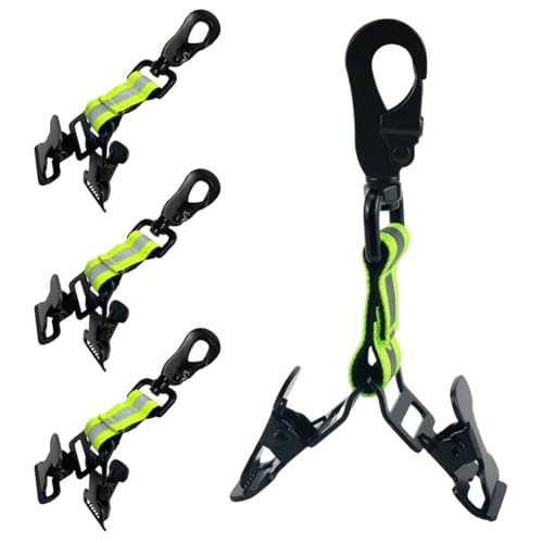 Neiveino 4 Stück Feuerwehr Handschuhhalter Set, Doppelter Clip Handschuhe Halterung, mit Wanderschnalle Handschuhklammer Feuerwehr, für Aufhängen Handschuhen, Schutzhelmen, Handtüchern von Neiveino