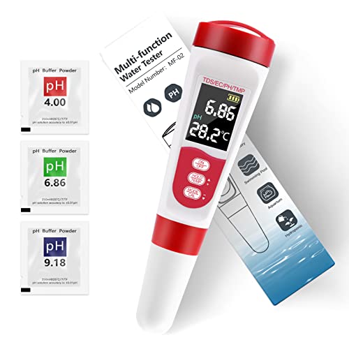 Nekano pH Wert Messgerät Pool Thermometer,digital PH Meter 4 in 1 Set PH TDS EC und Temperatur mit Hoher Genauigkeit 0.1pH,Wassertester für Trinkwasser Schwimmbad Pools Aquarium Labor von Nekano