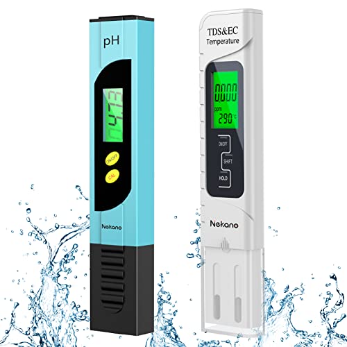Nekano PH Wert Messgerät 4-in-1 pH TDS EC Temperatur Pool Tester - Digital pH Meter mit großem LCD,präzise Wasserqualität Tester Pool Thermometer für Trinkwasser Schwimmbädern Pools Aquarium Laboren von Nekano