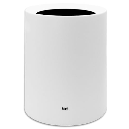 Nell 8L Mülleimer Bad Weiß Matt – Eleganter Kosmetikeimer und WC Mülleimer, Vielseitiger Büro- und Badezimmerpapierkorb, Langlebiger Kunststoff, Stilvoll und praktisch (Weiß, 8L ohne Deckel) von Nell