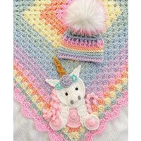 Babydecke Gehäkelt - Baby Decke Handgemachte Einhorn Gehäkelte von NellasCottage