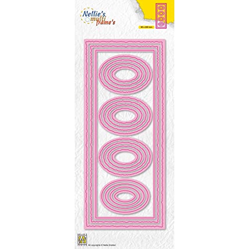 Nellie's Choice MFD141 Stanzschablone Oval-Cutting Die-Multi Frame Dies 19 Stück-8,5 x 20,5 cm-für Karten Basteln-Bastel Scrapbooking-Scrapbook Zubehör, Rosa, 85x205mm von Nellie's Choice