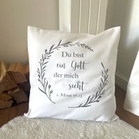 Christliche Kissenhülle Bibelvers "Ein Gott, Der Mich Sieht" | Geschenkidee Jahreslosung 2023 Kissenbezug 40x40 von NellisHerzwerk