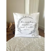 Christliche Kissenhülle Bibelvers "Mein Erretter" | Christliche Deko Geschenkidee Psalm 18, 3 Kissenbezug 40x40 von NellisHerzwerk