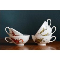 5 Kleine Midcentury Suppentassen, Krautheim, 60Er Jahre, Dekor Hummer/Schildkröte/Möhren 5 Kleine Midcentury Suppentassen, Krautheim, 60Er Jahre, Dekor Hummer/Schildkröte/Möhren von NellysVintageFeeling