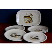 Set Von 6 Vintage Fischtellern Und Servierplatte, Winterling/Kirchenlamitz, 70Er Jahre, Fischgeschirr, Made in Germany Set Von 6 Vintage Fischtellern Und Servierplatte, Winterling/Kirchenlamitz, 70Er Jahre, Fischgeschirr, Made in Germany von NellysVintageFeeling