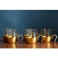 Vintage Tee-Set, Hein Matten, Teegläser Mit Messinghaltern, Designklassiker, Bauhaus, Made in Germany Vintage Tee-Set, Hein Matten, Teegläser Mit Messinghaltern, Designklassiker, Bauhaus, Made in Germany von NellysVintageFeeling