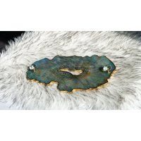 Resin Tablett Mit Henkeln Türkises Geode Design Transparenz von NemaRelief