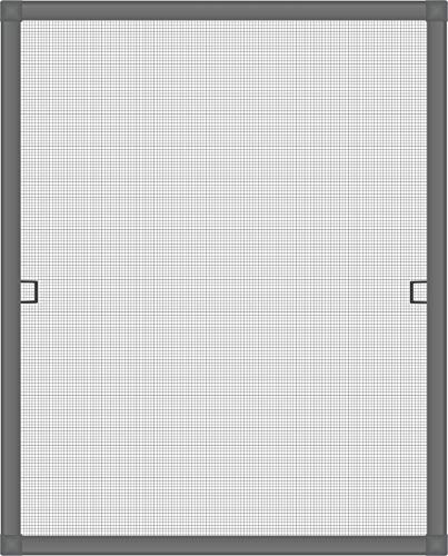 Nematek Fliegengitter Alurahmen Fenster LIGHT, ohne Bohren - Insektenschutz Gitter mit Rahmen Moskitonetz Alu - Mückengitter Fenstergitter Fliegengitter (130 x 150 cm, anthrazit) von Nematek