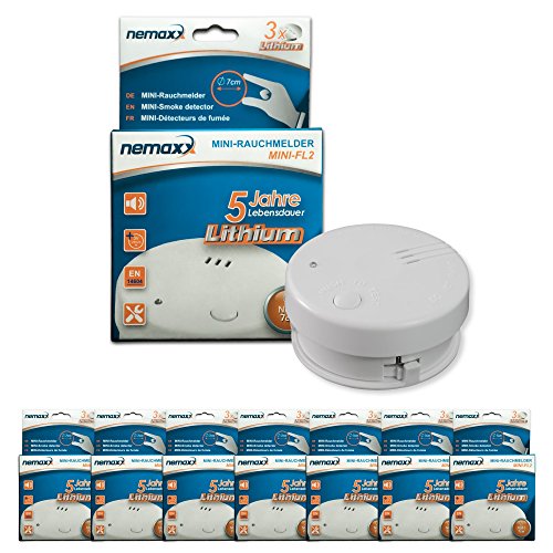 7X Nemaxx Mini-FL2 Rauchmelder - hochwertiger & diskreter Mini Brandmelder Feuermelder Rauchwarnmelder mit Lithium Batterie - nach DIN EN 14604 von Nemaxx