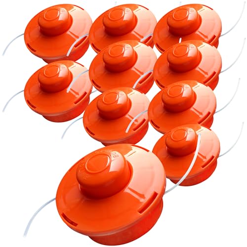 NEMAXX® Fadenkopf für Motorsense [FADENKOPF M10 GEWINDE] – Fadenspule Rasentrimmer Mähkopf – Trimmer Kopf Spule für Motorsense – Freischneider Spule Rasentrimmerkopf – Mähfadenkopf – Orange (10 Stück) von Nemaxx