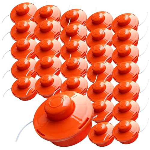 NEMAXX® Fadenkopf für Motorsense [FADENKOPF M10 GEWINDE] – Fadenspule Rasentrimmer Mähkopf – Trimmer Kopf Spule für Motorsense – Freischneider Spule Rasentrimmerkopf – Mähfadenkopf – Orange (30 Stück) von Nemaxx