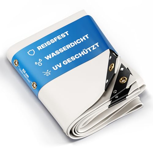 NEMAXX® Premium Abdeckplane Wasserdicht [300x200cm] – UV Beständige [650 g/m²] LKW Plane mit Ösen, PVC Gewebeplane für Holz, Garten, Dach & BAU – Winterfeste Schutzplane – Weiß – 6m² von Nemaxx
