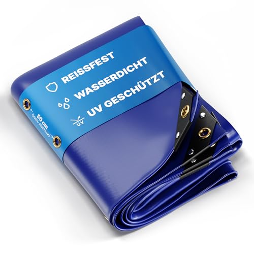 NEMAXX® Premium Abdeckplane Wasserdicht [400x800cm] – UV Beständige [650 g/m²] LKW Plane mit Ösen, PVC Gewebeplane für Holz, Garten, Dach & BAU – Winterfeste Schutzplane – Blau – 32m² von Nemaxx