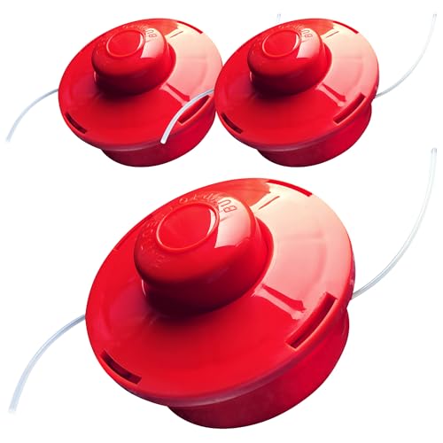Nemaxx® Fadenkopf für Motorsense [FADENKOPF M10 Gewinde] – Fadenspule Rasentrimmer Mähkopf – Trimmer Kopf Spule für Motorsense – Freischneider Spule Rasentrimmerkopf – Mähfadenkopf – Rot (3 Stück) von Nemaxx