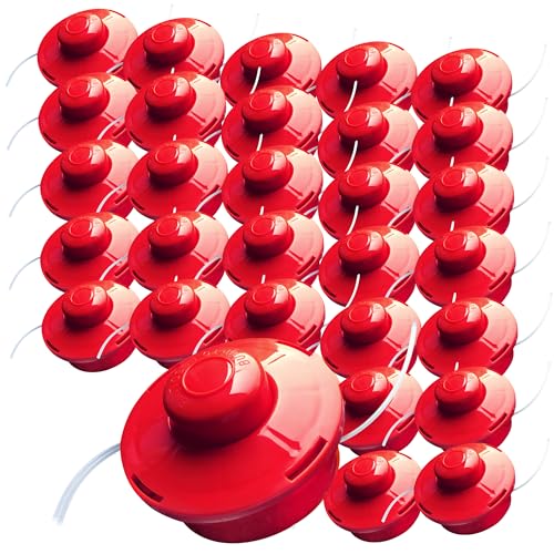 Nemaxx® Fadenkopf für Motorsense [FADENKOPF M10 Gewinde] – Fadenspule Rasentrimmer Mähkopf – Trimmer Kopf Spule für Motorsense – Freischneider Spule Rasentrimmerkopf – Mähfadenkopf – Rot (30 Stück) von Nemaxx