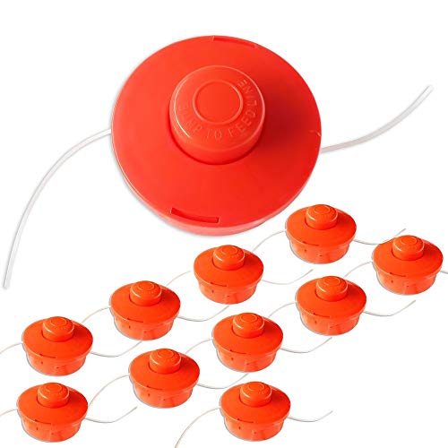 Nemaxx 10FS1 10x Fadenspule mit Tippautomatik Doppelfadenkopf Fadenkopf Mähkopf Mähfaden Nylonschnurrolle Grasschneider Zubehör Ersatz Spule für Benzin Motorsense, orange von Nemaxx