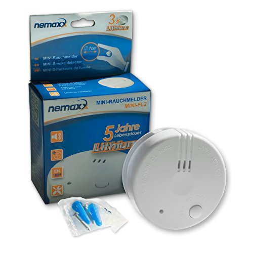 Nemaxx 6834 FL2 Rauchmelder-hochwertiger & diskreter Mini Brandmelder Feuermelder Rauchwarnmelder mit Lithium Batterie-nach DIN EN 14604 + 12x Magnetbefestigung, 12er-Paket, 12 Stück von Nemaxx