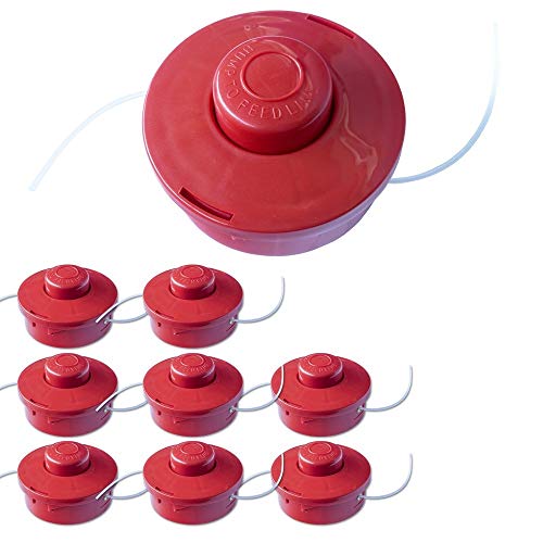 Nemaxx 08FS2 8x Fadenspule mit Tippautomatik Doppelfadenkopf Fadenkopf Mähkopf Mähfaden Nylonschnurrolle Grasschneider Zubehör Ersatz Spule für Benzin Motorsense, rot von Nemaxx