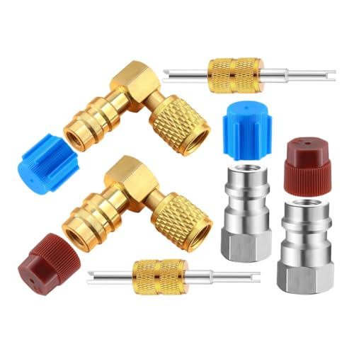 Nemeae R12 auf R134A AC-Anschluss-Umrüstadapter-Kit, Schnellkupplungsventil A/C 90°-Anschluss Nachrüstadapter Hoch-/Niederdruck Nemeae R12 auf R134A AC-Anschluss-Umrüstadapter-Kit, Schnellkupplungsventil A/C 90°-Anschluss Nachrüstadapter Hoch-/Niederdruck von Nemeae