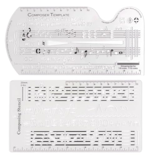 Nemeae Schablone für Kompositionsvorlagen Von Songwritern, Lineal zum Zeichnen Von Notensystemen, Notationswerkzeug für Kompositionsvorlagen Von Songwritern, Symbole für Komponisten von Nemeae