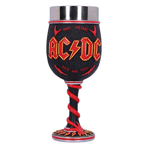 Nemesis Now AC/DC Hochspannung Rock and Roll Kelch Beleuchtung Hörner Weinglas, Glas Edelstahl Harz, Schwarz, 8.3 cm von Nemesis Now