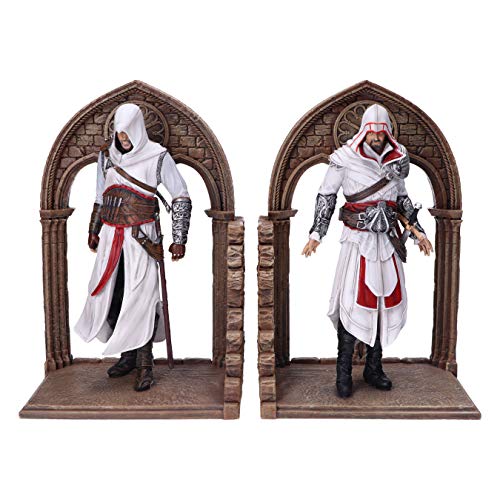 Nemesis Now Offizielles Lizenzprodukt von Assassin's Creed Altair und Ezio Library Gaming-Buchstützen, Kunstharz, Braun, 24 cm von Nemesis Now