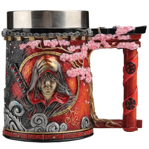 Nemesis Now Assassin's Creed Shadows Bierkrug, Harz, Orange, offizieller Assassin's Creed Bierkrug, herausnehmbarer Edelstahleinsatz, aus feinstem Harz gegossen, fachmännisch handbemalt von Nemesis Now